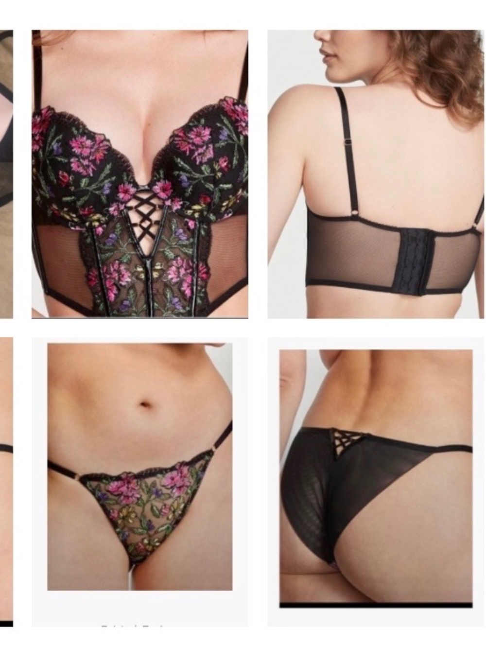 Victorias Secret Embroidered Push Up Bustier & Cheeky 38D/L NWT